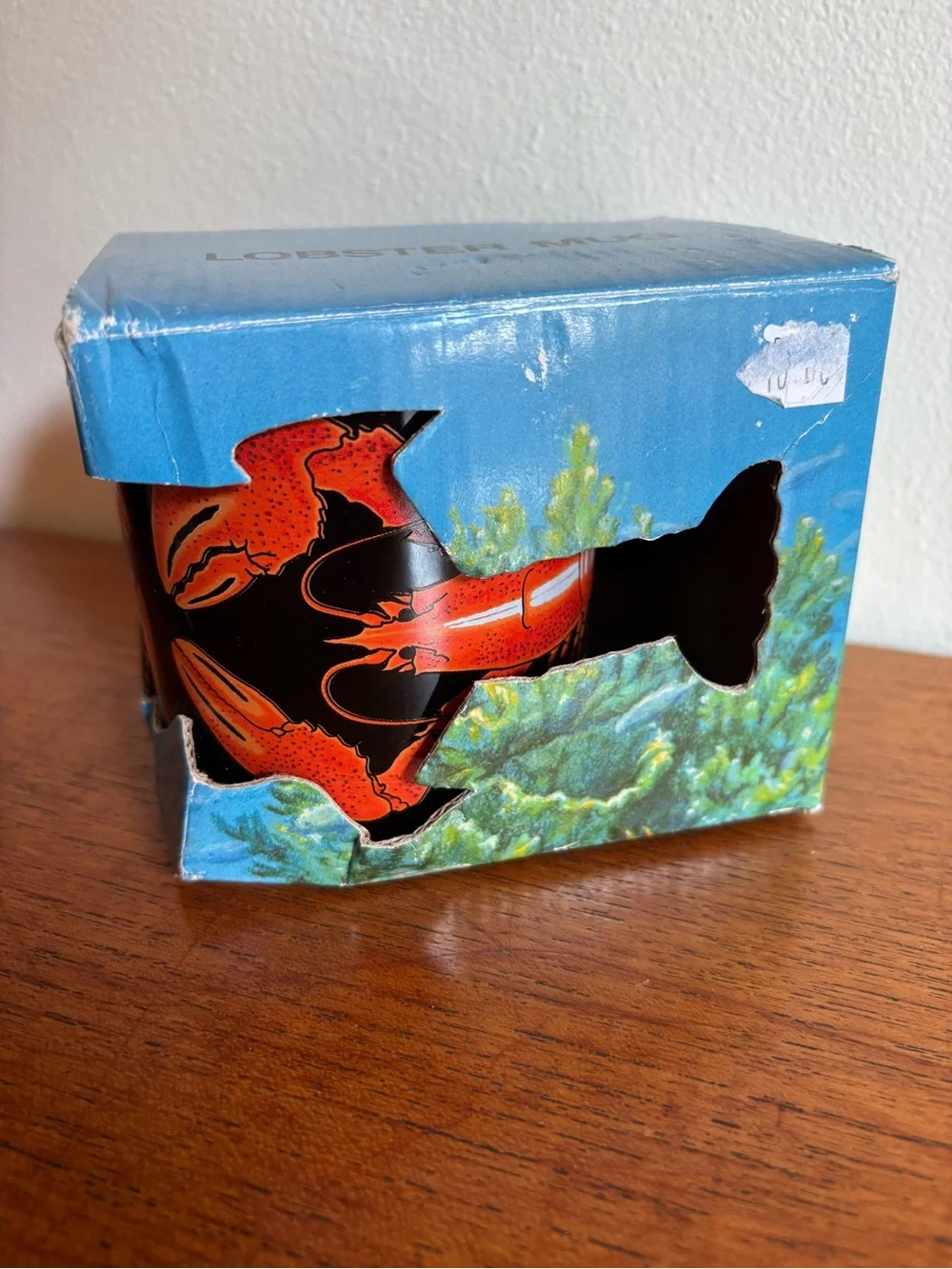 Vintage new in box lobster mug with tail handle novelty fisherman mug coffee
